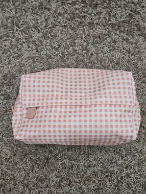 Go-To Peach and White Gingham Cosmetic Pouch